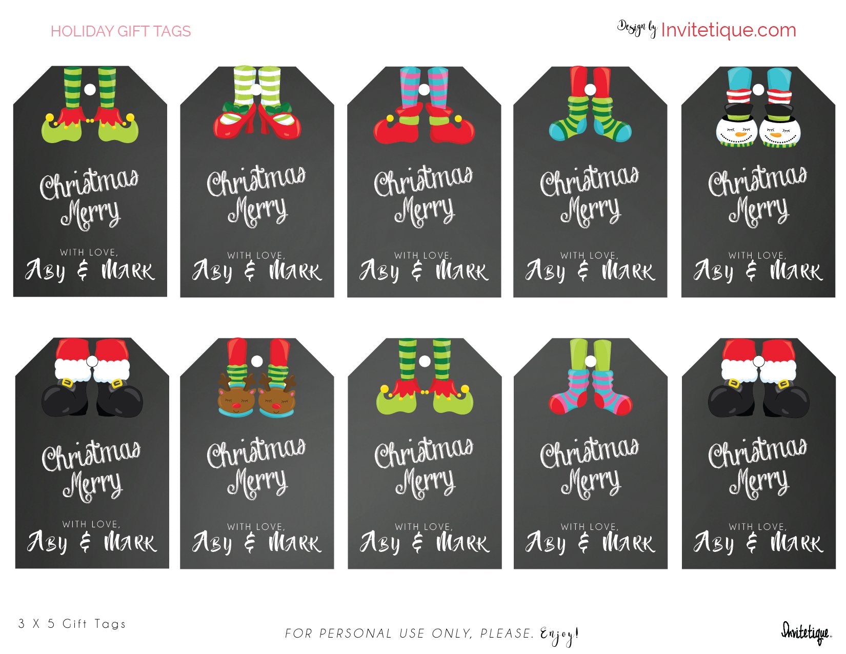 Christmas Gift Tags Printable Tags for Kids, Personalized