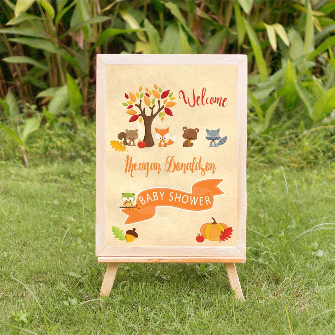 Fall Woodland Baby Shower Welcome Sign - Invitetique