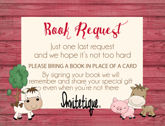 Farm Animals Bring a Book - Invitetique