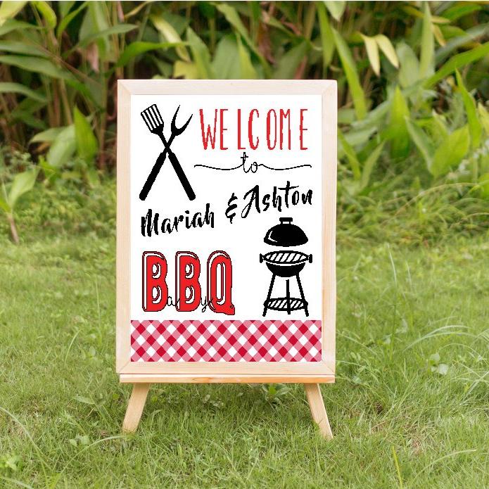 BBQ baby shower welcome sign, welcome sign, boy baby shower