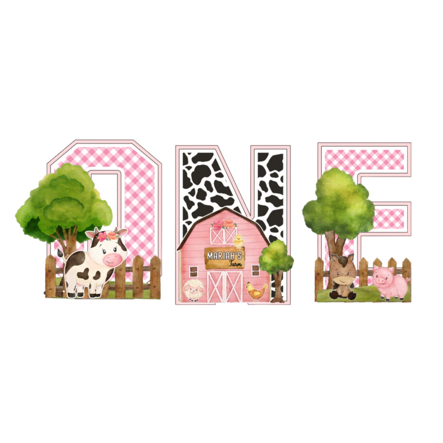 Pink Farm Birthday 3D Letters