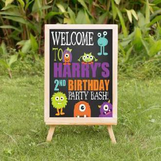 Monster Birthday yard Welcome Sign
