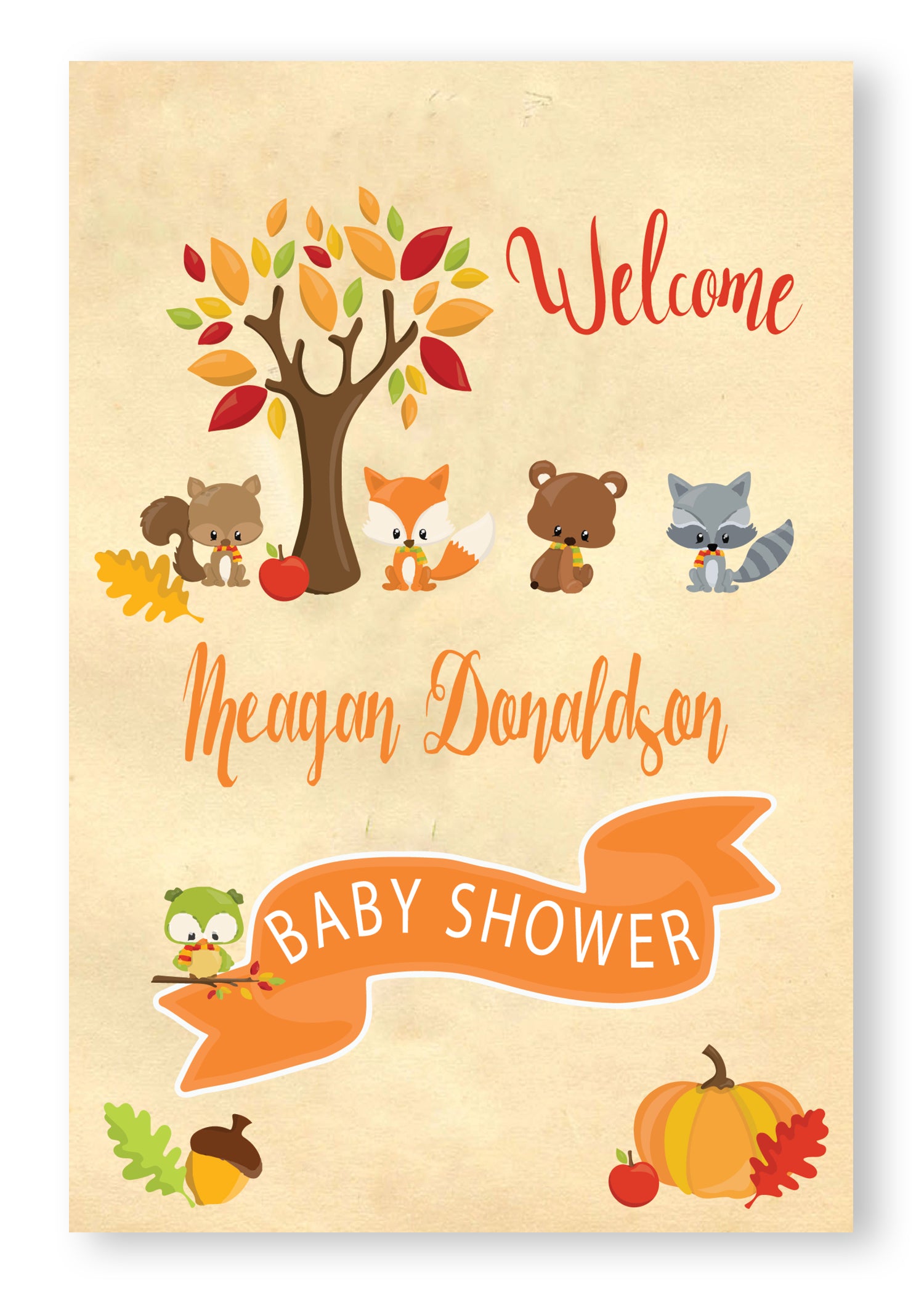 Fall Woodland Baby Shower Welcome Sign - Invitetique
