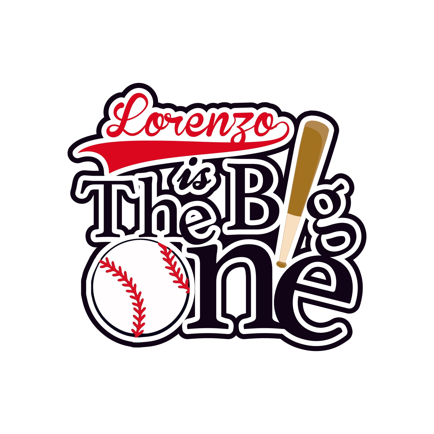 The Big One Baseball Cake Topper - Black