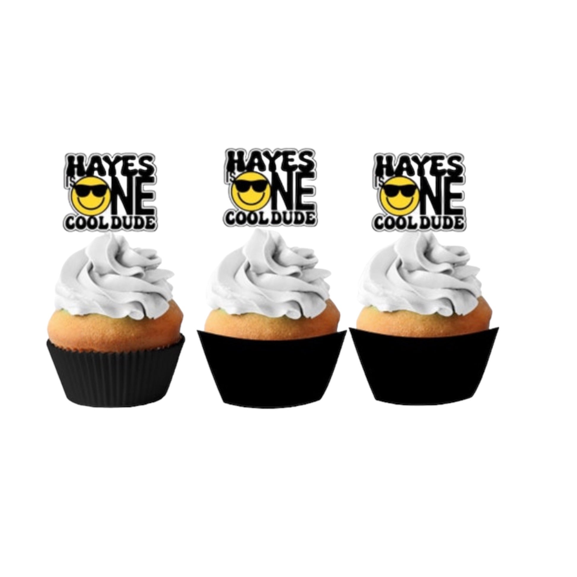 ONE cool dude personalized cupcake toppers