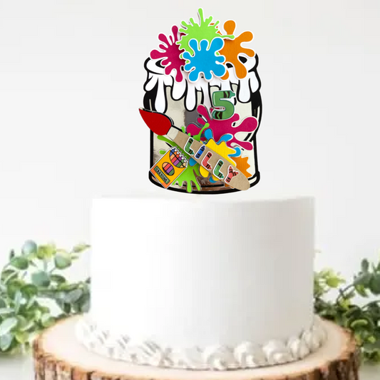 paint can art cake topper