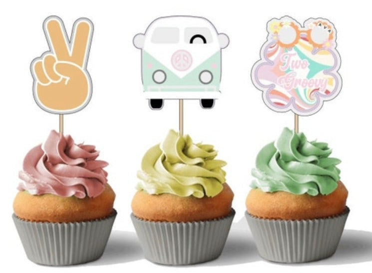 Two groovy cupcake topper