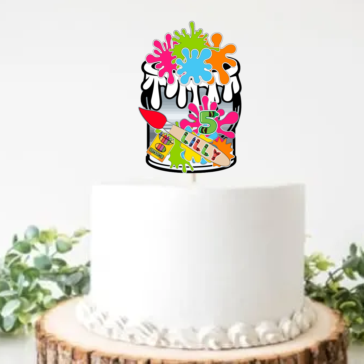 art paint can personalized cake topper