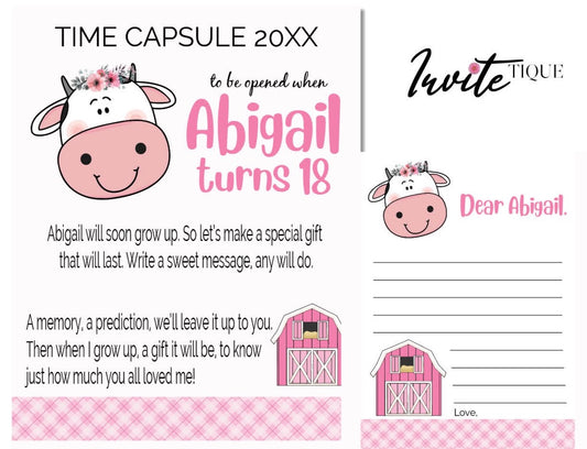 cow baby shower time capsule