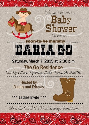 Cowboy Western Baby Shower Invitations - Invitetique