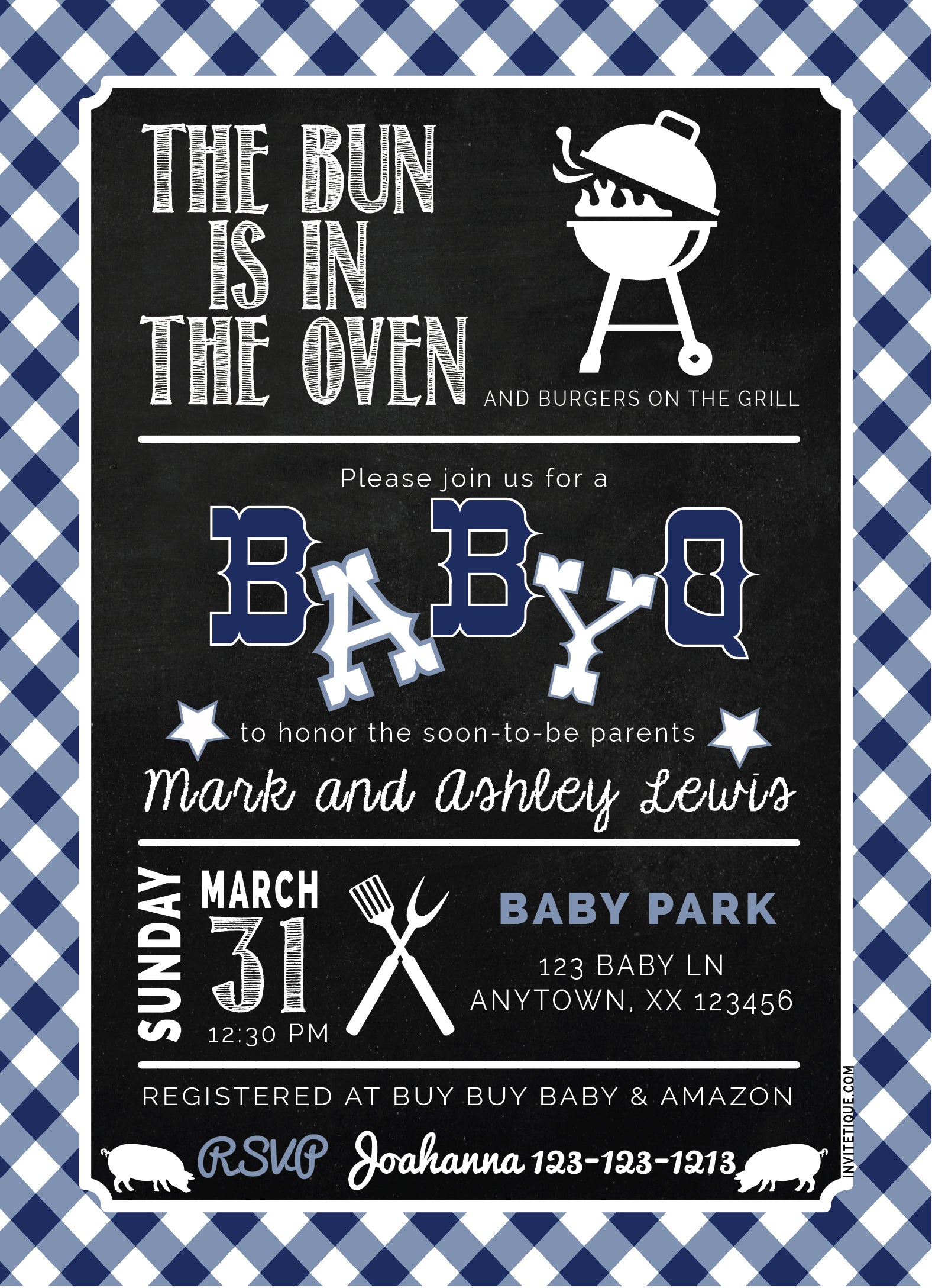 BABY Q Baby Shower Invitation - Blue - Invitetique