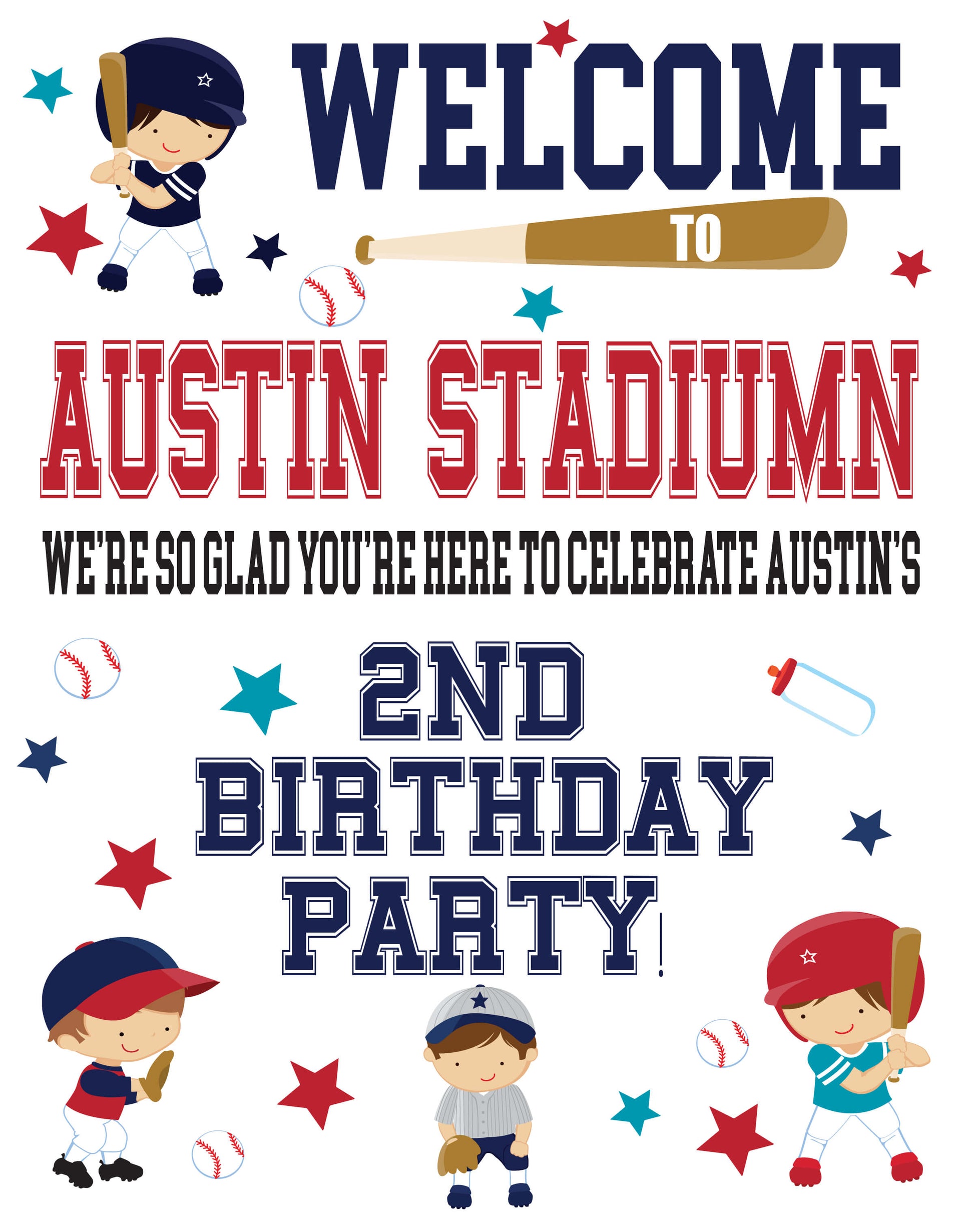Baseball Rookie Birthday Welcome Sign - Invitetique
