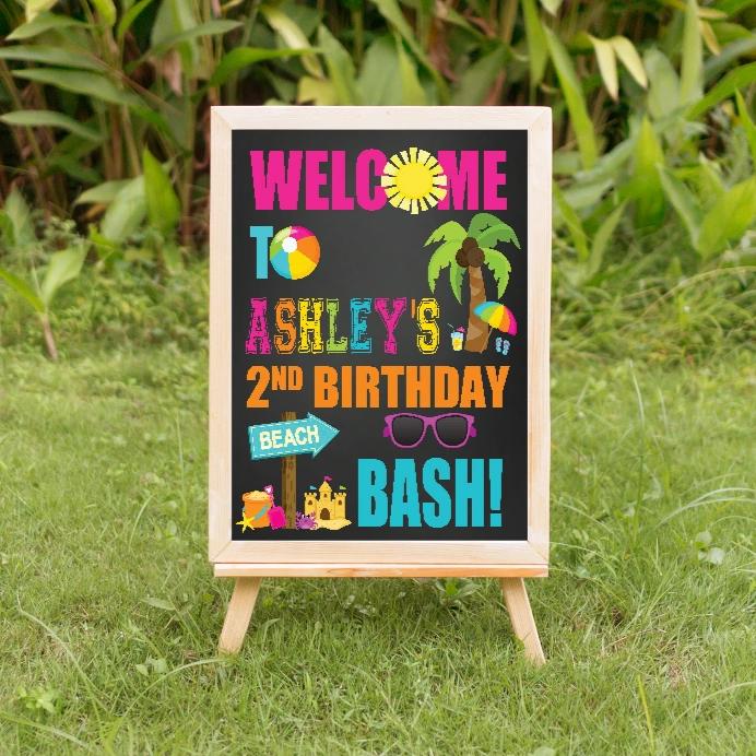 personalized beach bash welcome sign