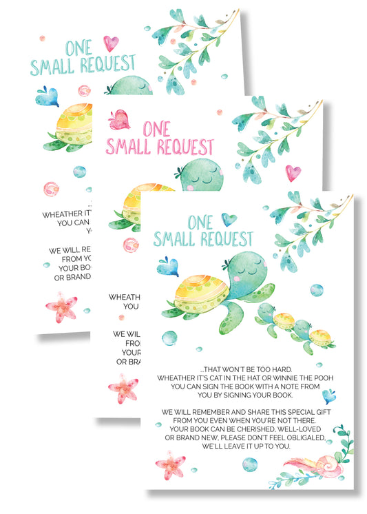 Sea Turtle twin Book request cards - Invitetique