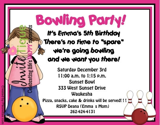 Bowling Birthday Invitations - Invitetique
