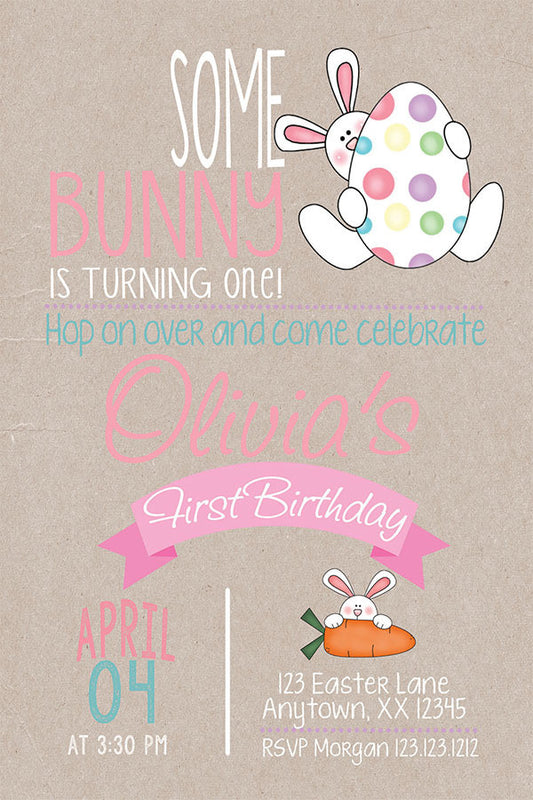 Egg Hunt Bunny  Birthday Invitation - Invitetique