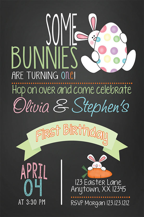Bunny Egg Hunt Birthday Invitation - Invitetique