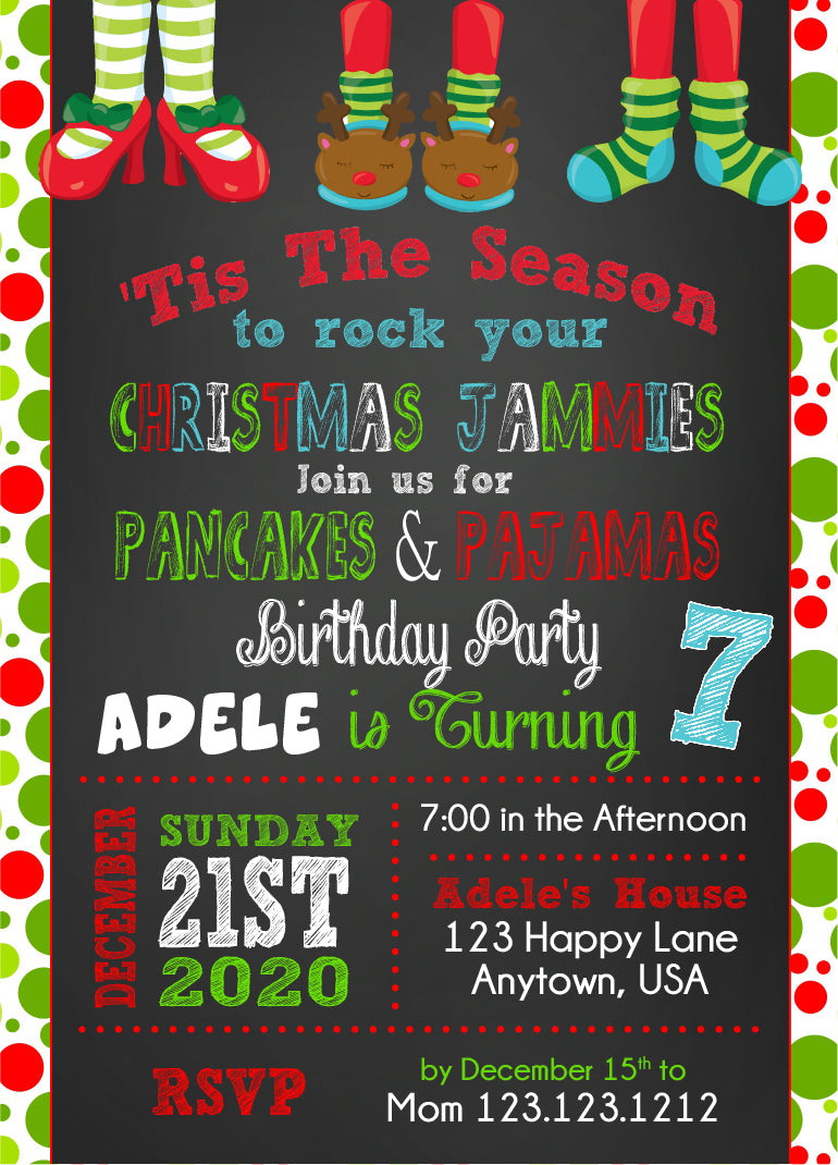 Pancakes and Jammies Christmas party Invitations - Invitetique