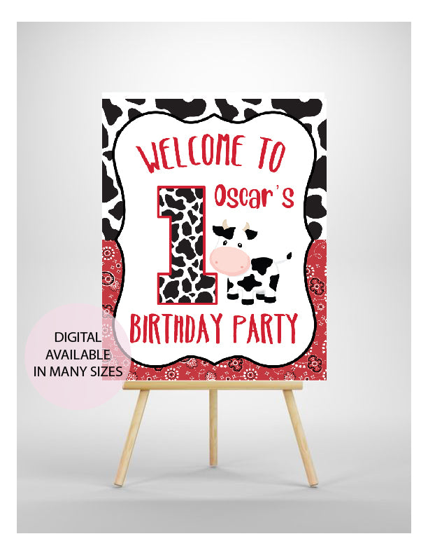 Little cow red bandana welcome sign