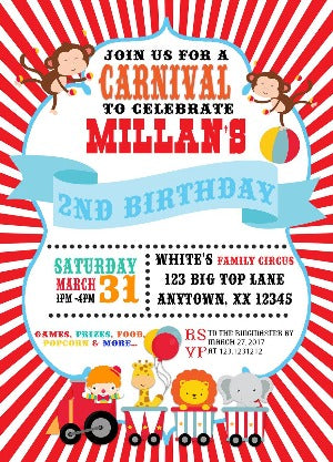 Carnival Theme Digital Party Invitations - Invitetique