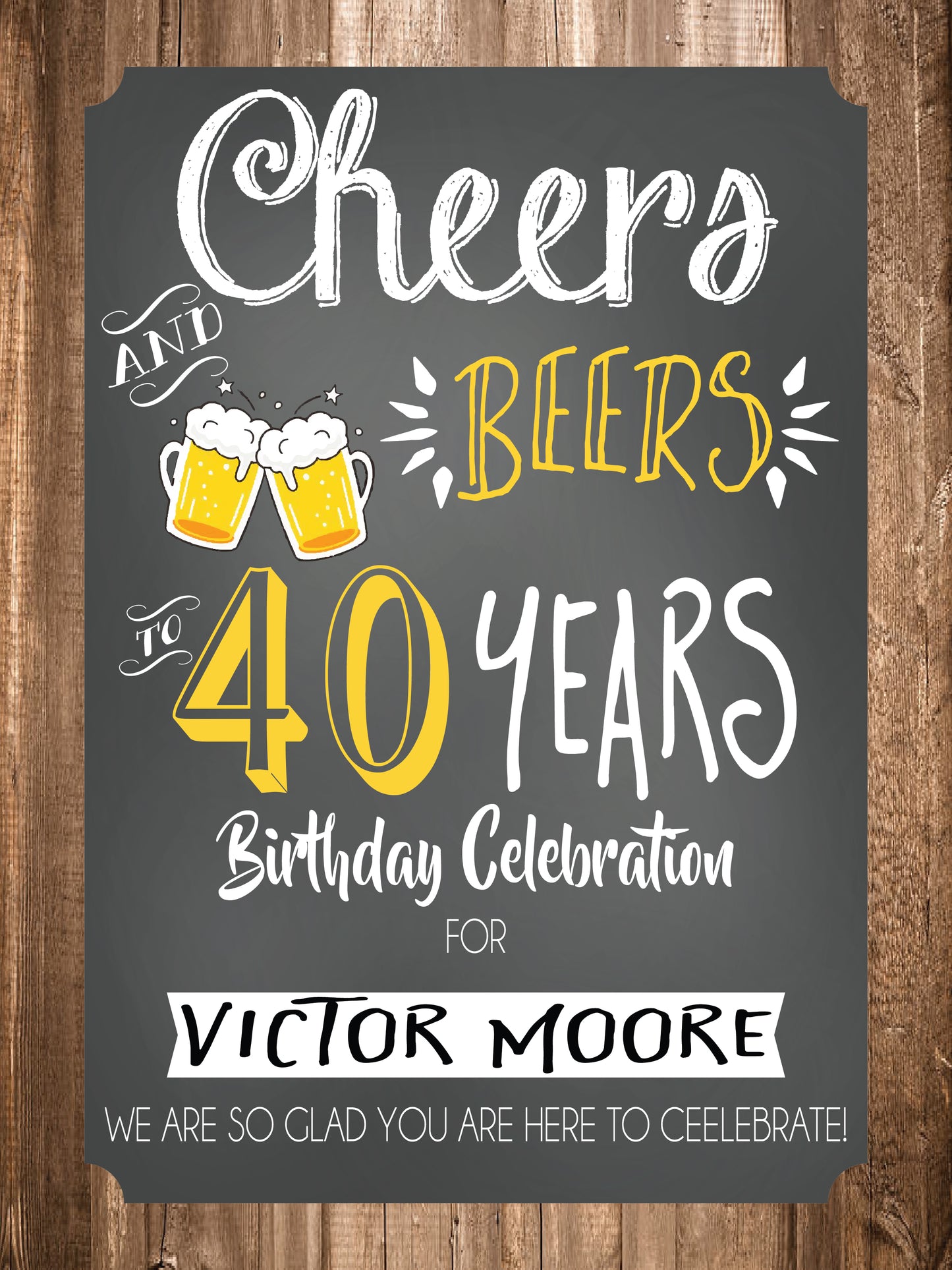Cheers and beers adult birthday party signage