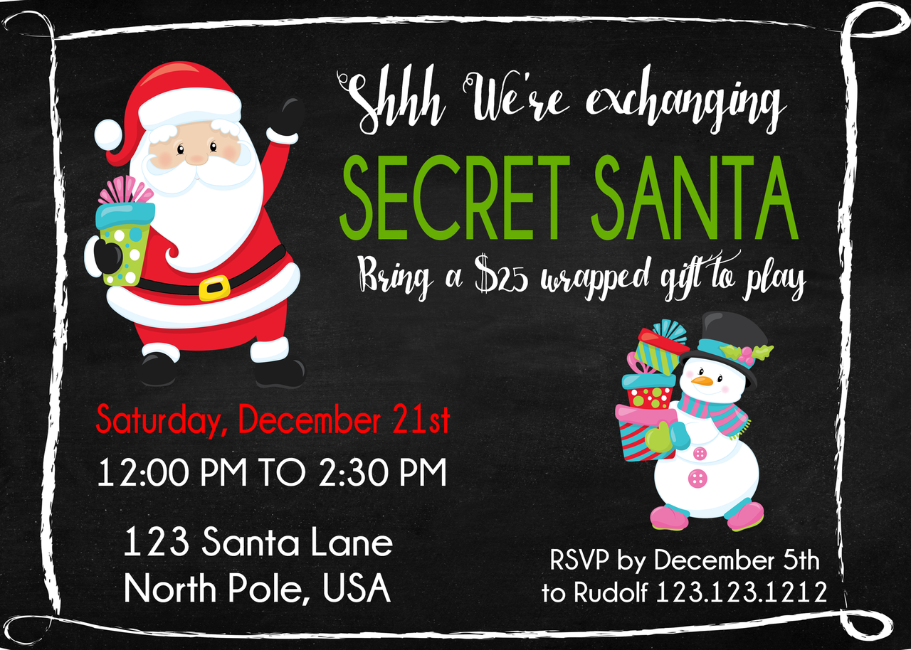 Secret Santa Christmas Party Invitations - Invitetique