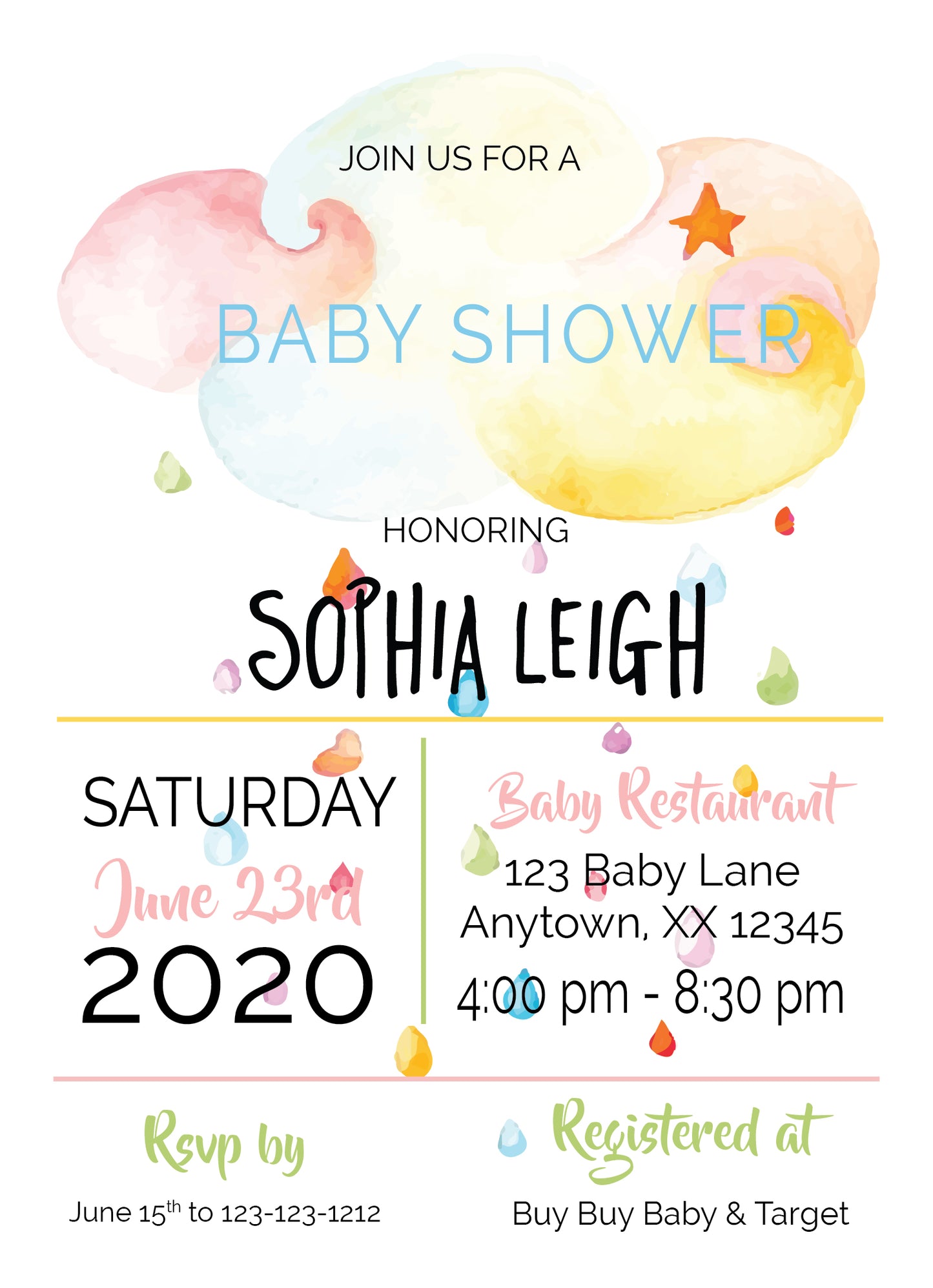 Rainbow cloud Baby Shower Invitations - Invitetique
