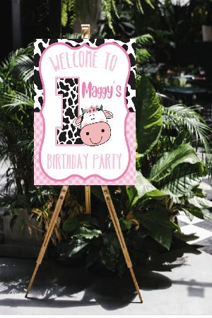 cow 1st birthday party sign
