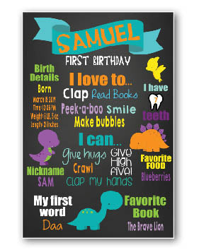 dinosaur  milestone birthday poster