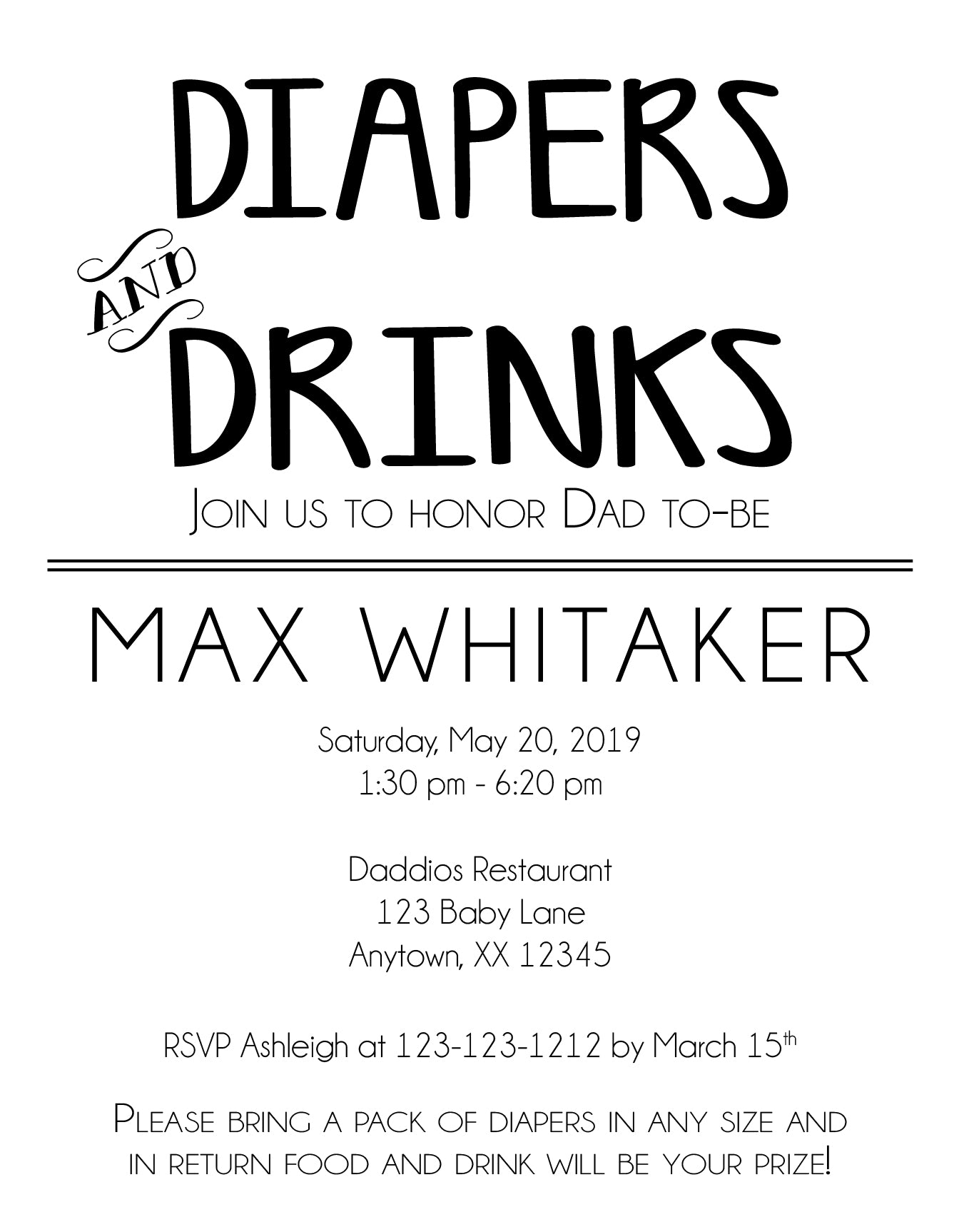 Diaper Drinks Baby Shower Invitations - Invitetique
