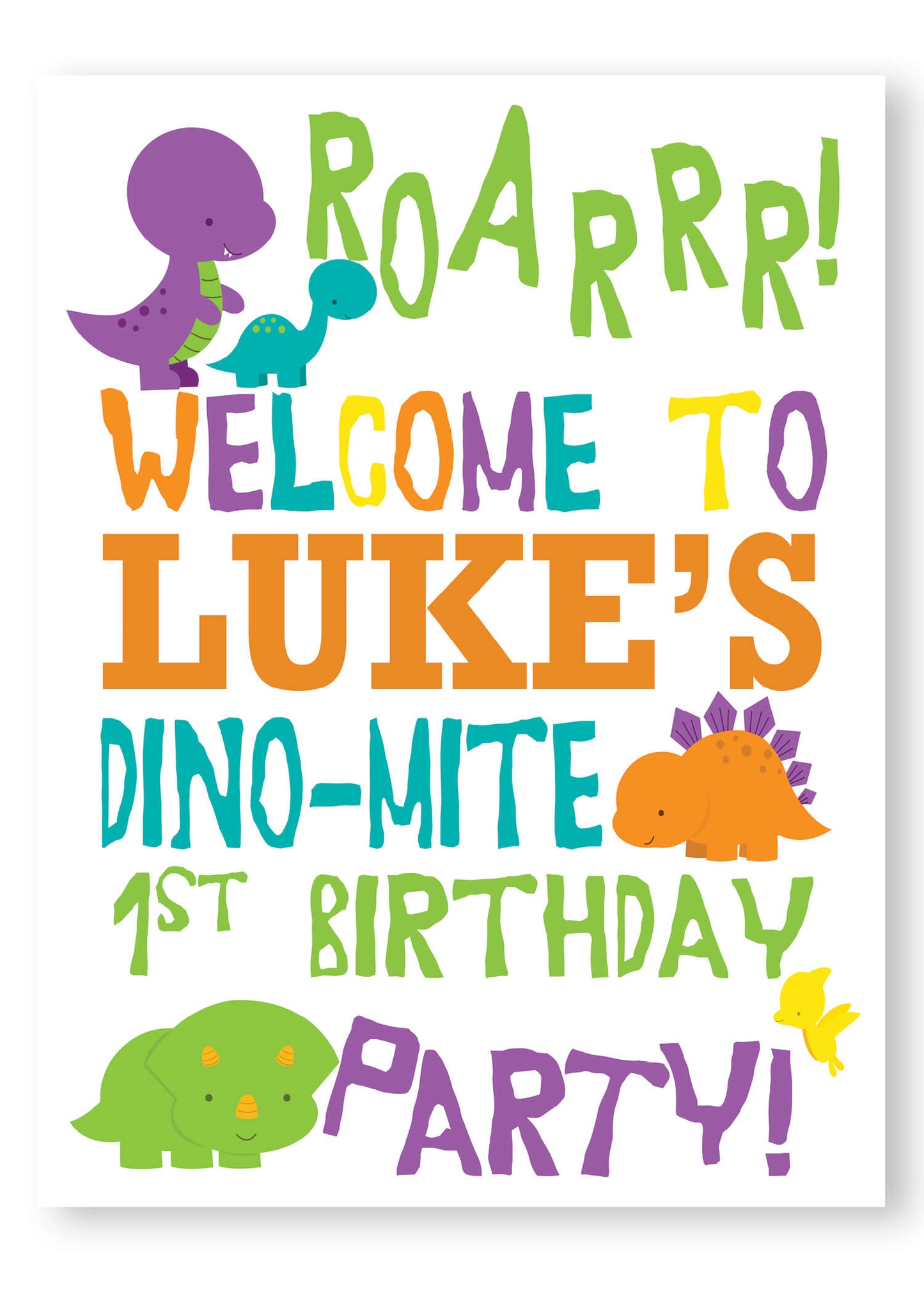 Dinosaur Welcome Birthday Sign - Invitetique