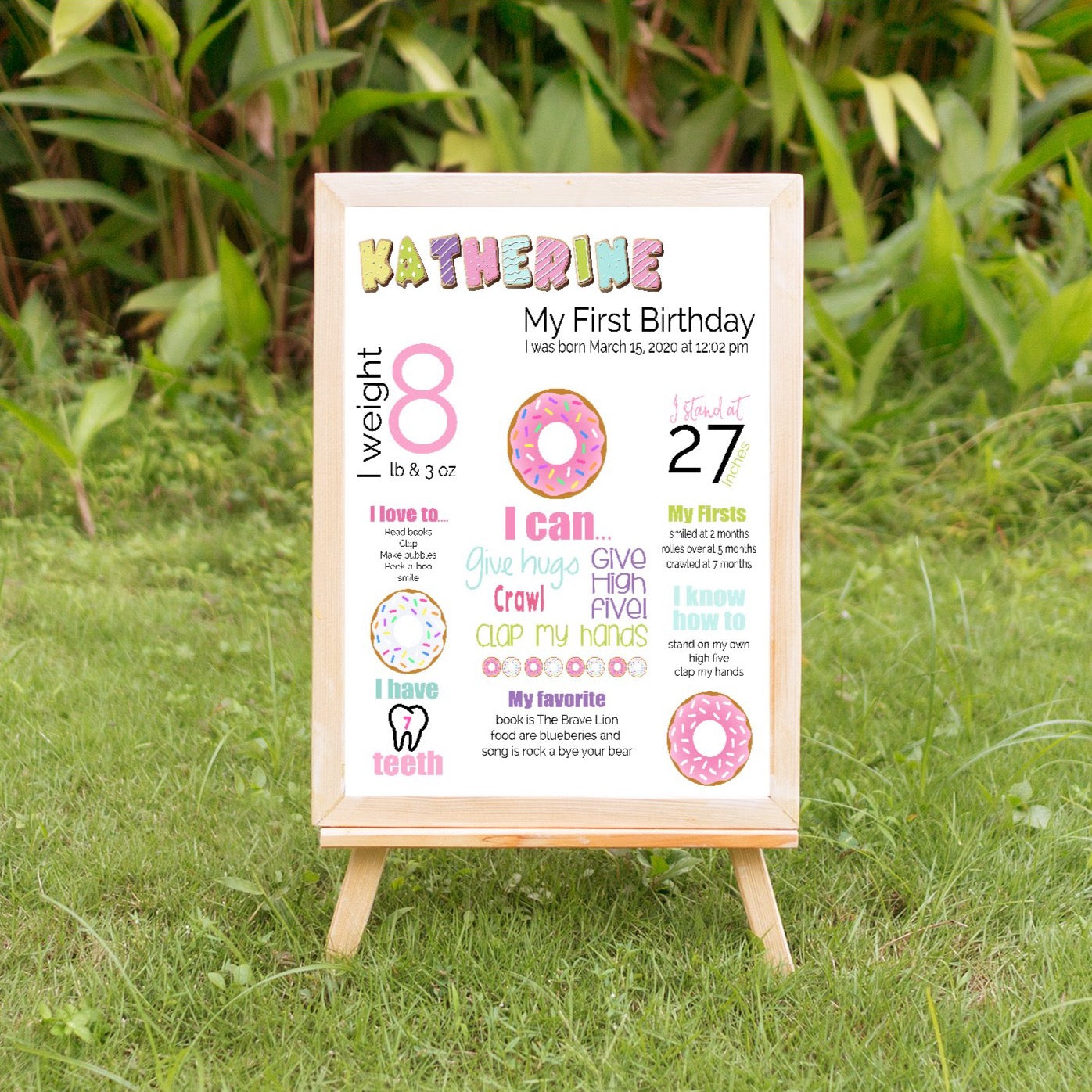 girl donuts birthday milestone poster