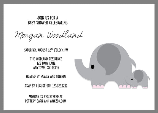 Little Elephant baby Shower Invitations - Invitetique