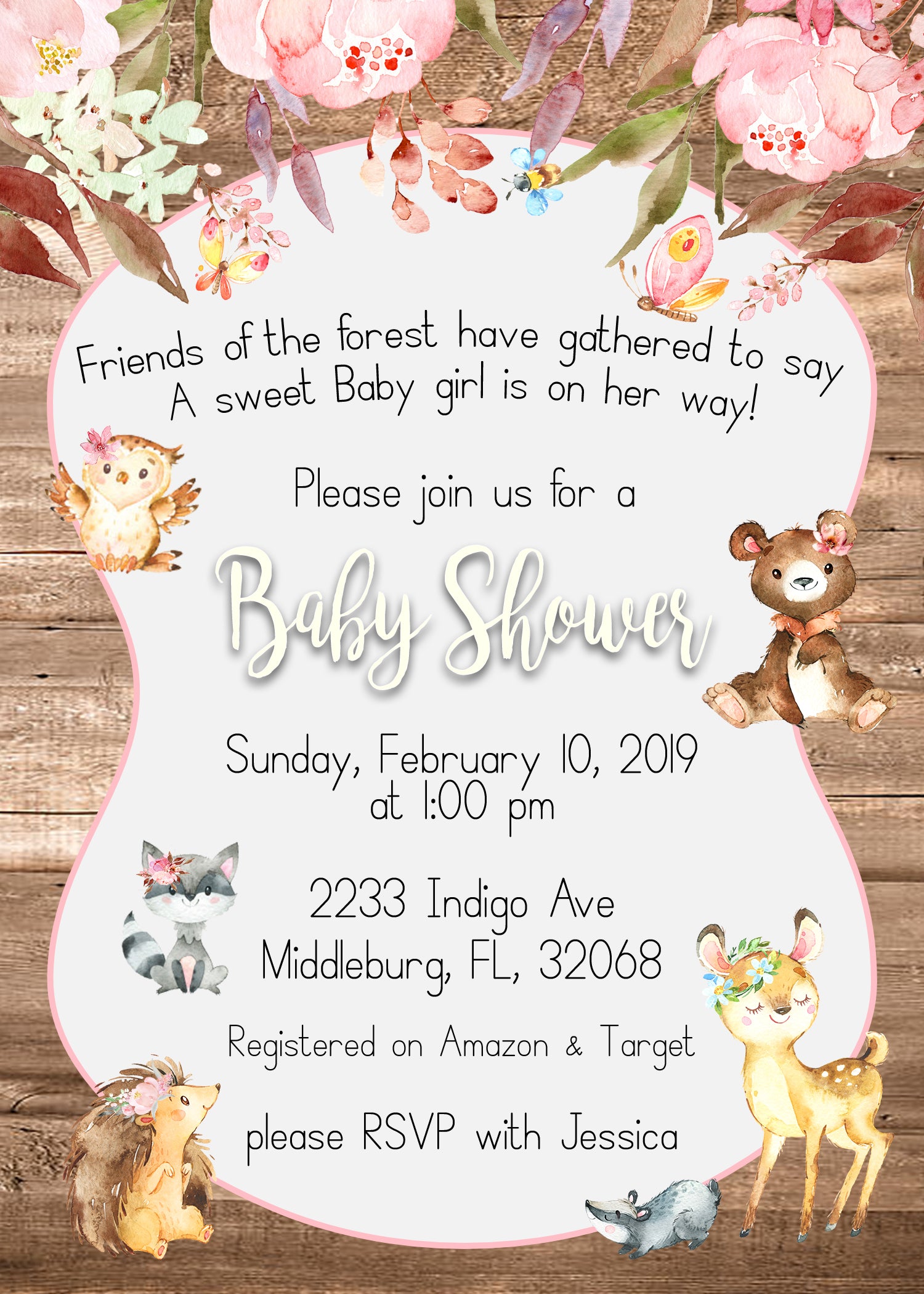 Woodland Forest Enchanted Baby Shower Invitations - BSE101 - Invitetique
