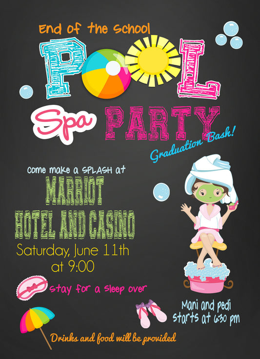Spa Pool Party Bash Invitations - Invitetique