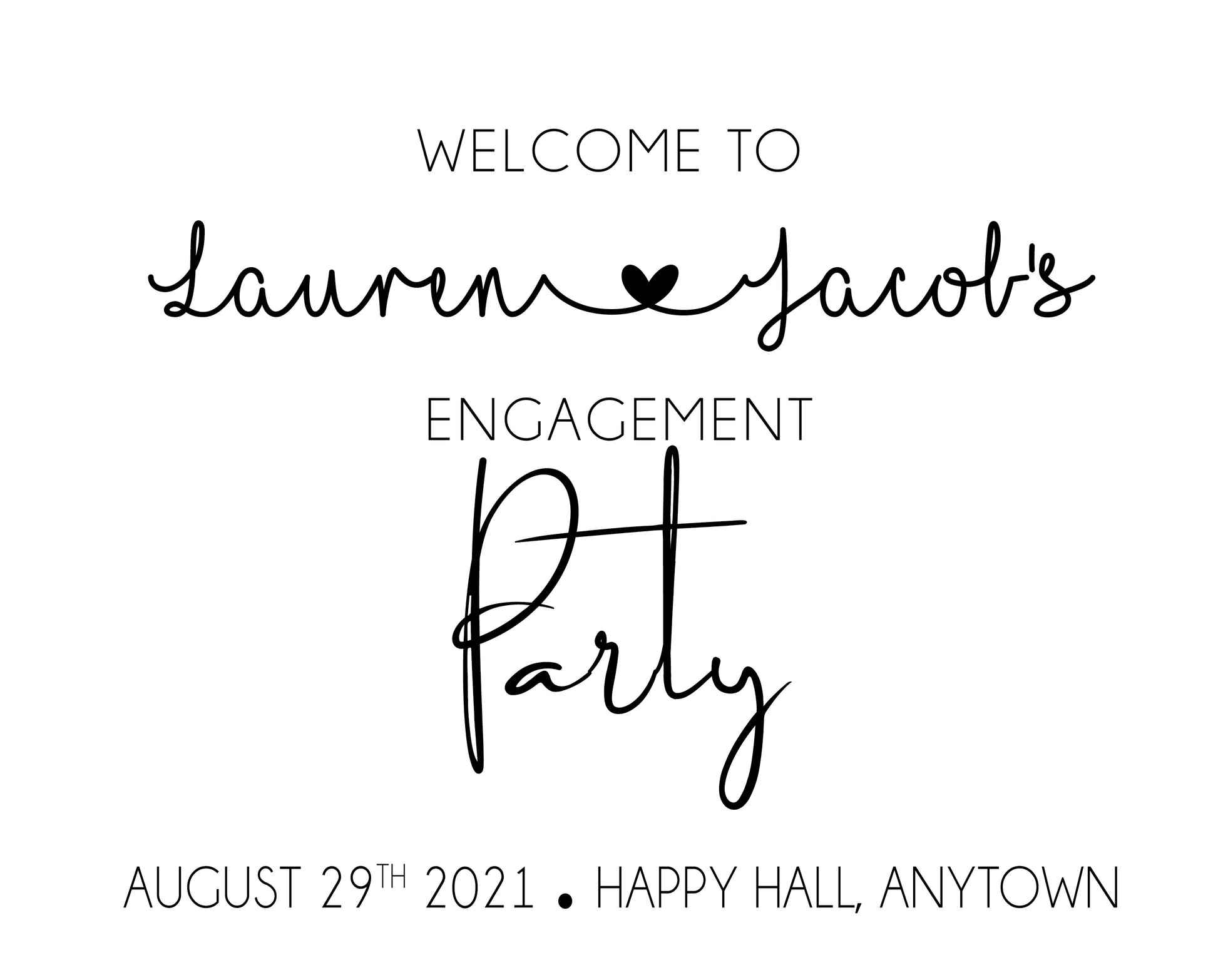 Engagement Party Welcome Sign Minimalist - Invitetique
