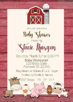 Farm Animals Baby Shower Invitations - Invitetique