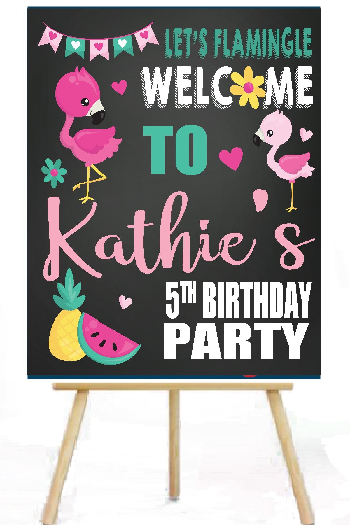 Flamingo birthday party signage