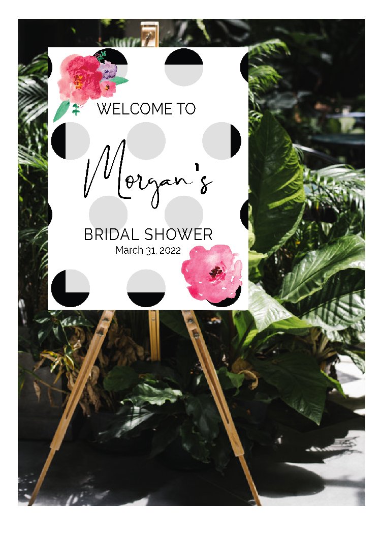 Floral welcome bridal shower party signage