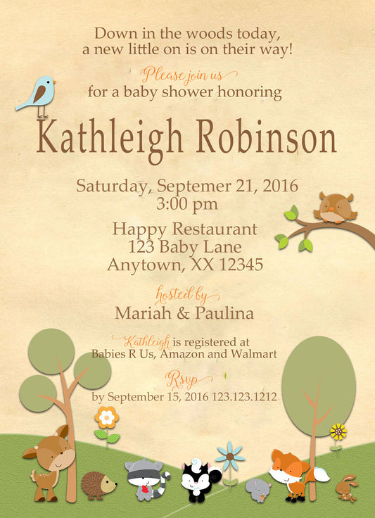 Forest Friends baby Shower Invitations - Invitetique