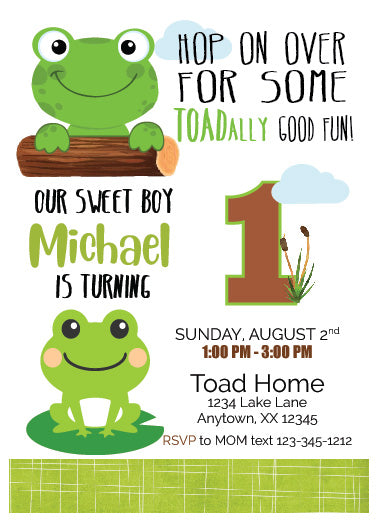 frog twin birthday invitation