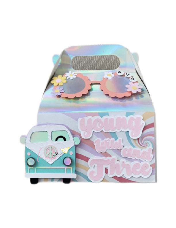 Young wild and three birthday party favor boxes