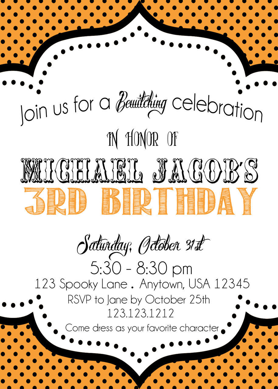 Polka Dots Halloween Invites - Invitetique