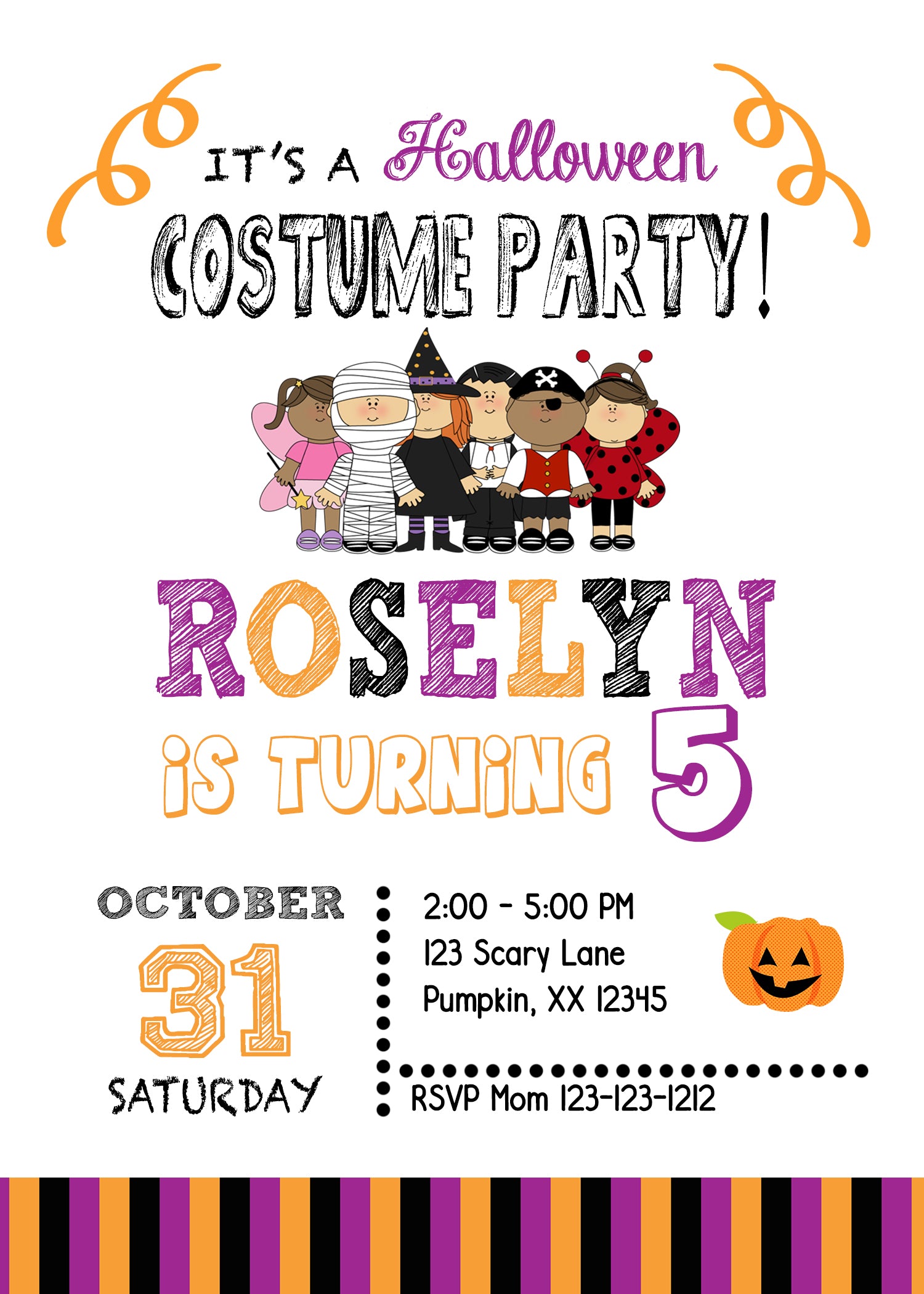 Kids Costume Halloween Invitations - Invitetique