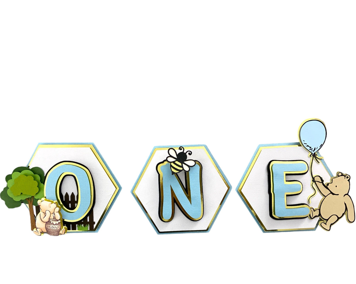 pooh first birthday banner