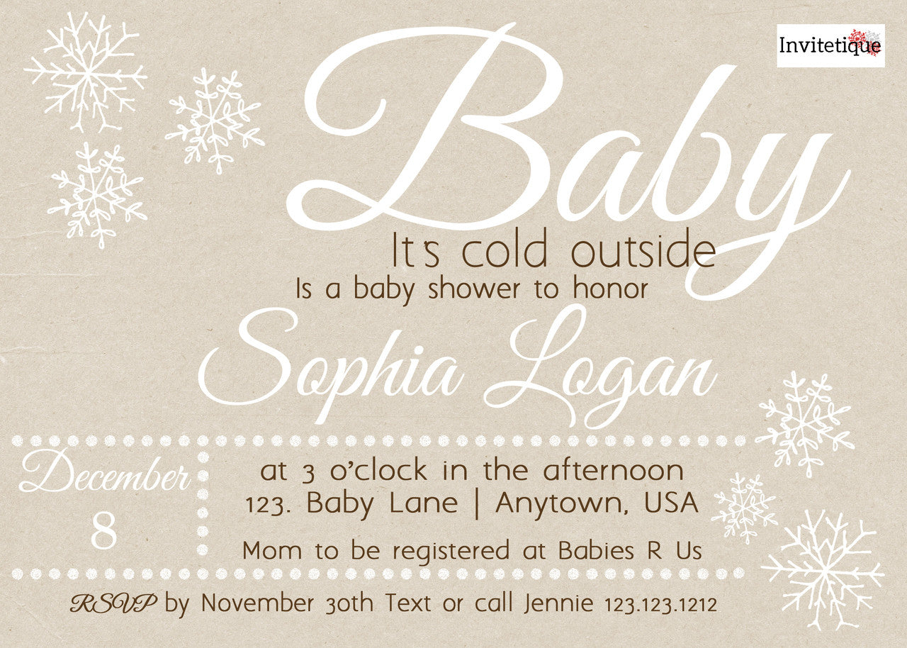 Winter Baby is cold outside Shower Invitations - Invitetique