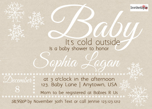 Winter Baby is cold outside Shower Invitations - Invitetique