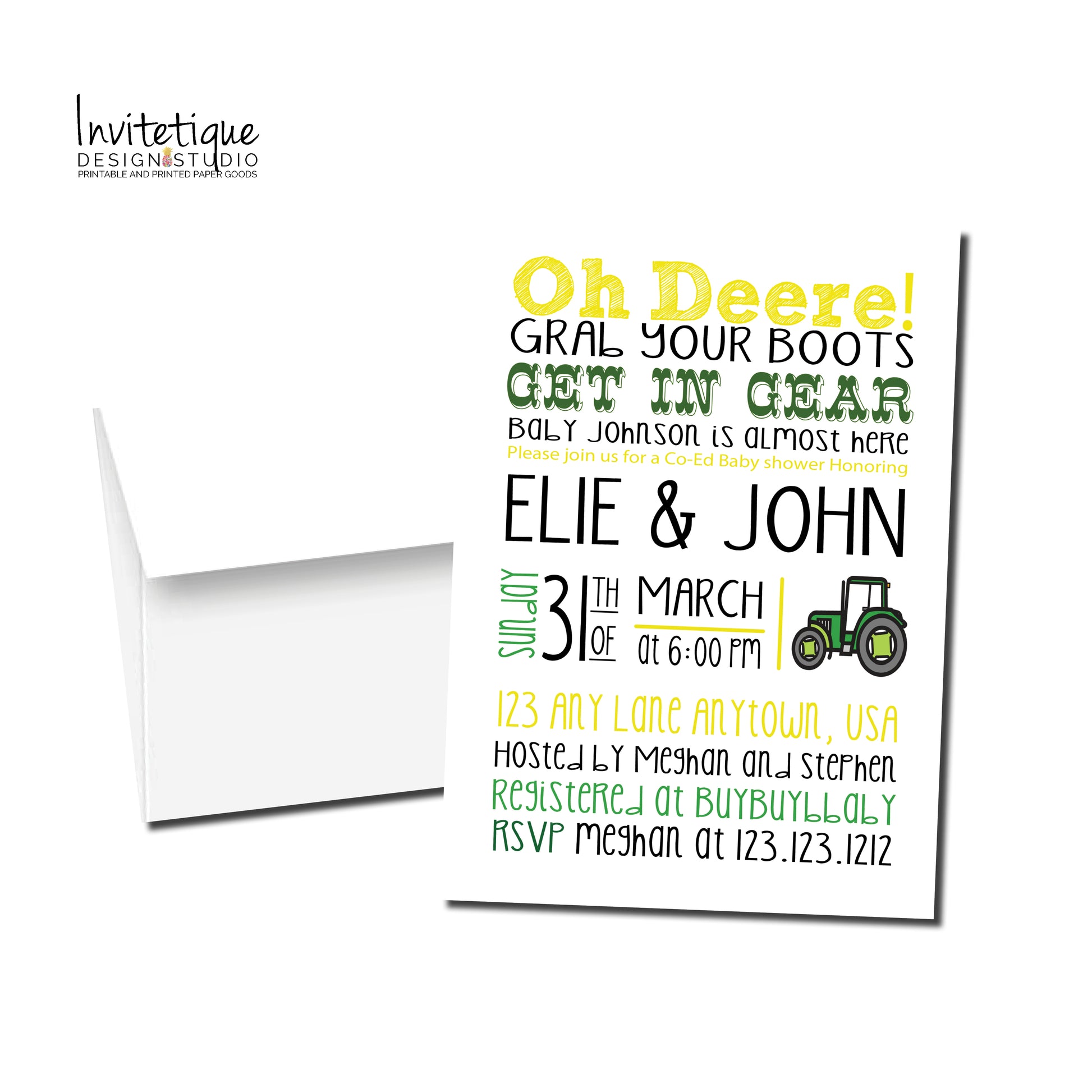 John Deere Baby Shower invitations - JD01 - Invitetique