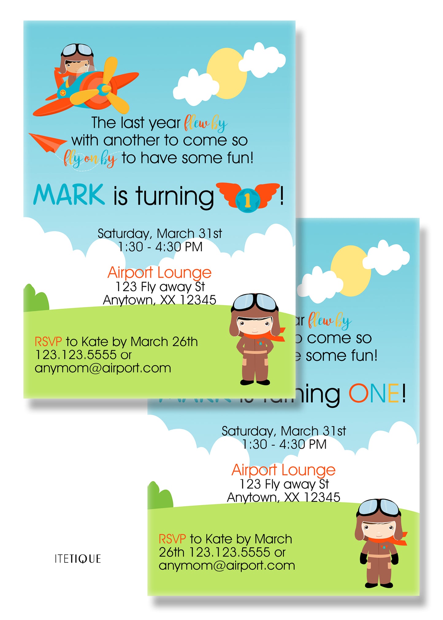 Airplane Birthday Invitations - Invitetique