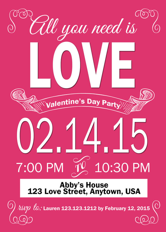 San Valentine's LOVE Digital Invitations - Invitetique